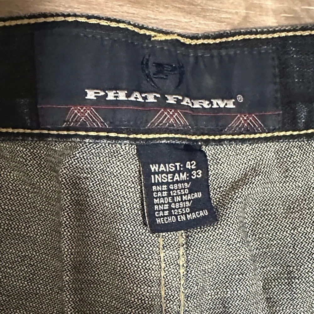 Phat Farm Jeans Mens 42x33 Dark Wash Relaxed Street Grunge Hip Hop Vintage Y2K